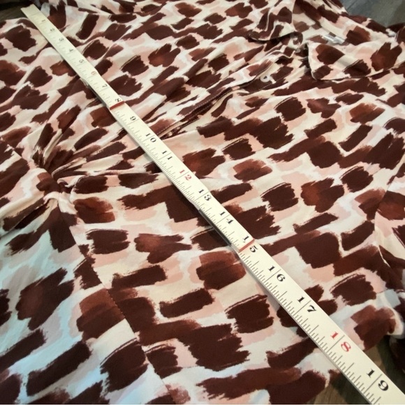 FEMELLA Brown & Pink 3/4 Sleeve Button Front Midi Dress, Size 3x - Picture 9 of 13